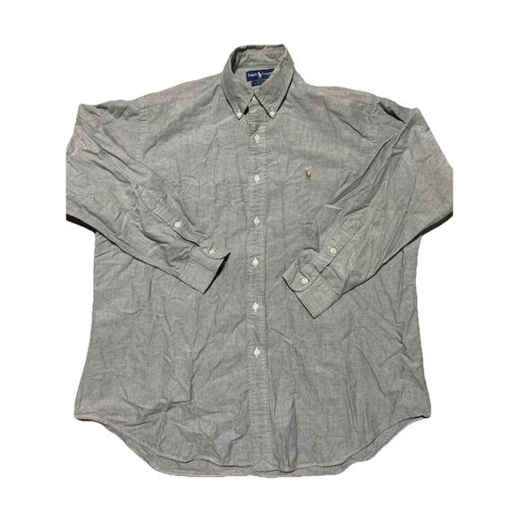 Ralph Lauren Shirt Mens Large Grey Blake Flesh Pony Preppy Classic Vintage - Picture 1 of 9